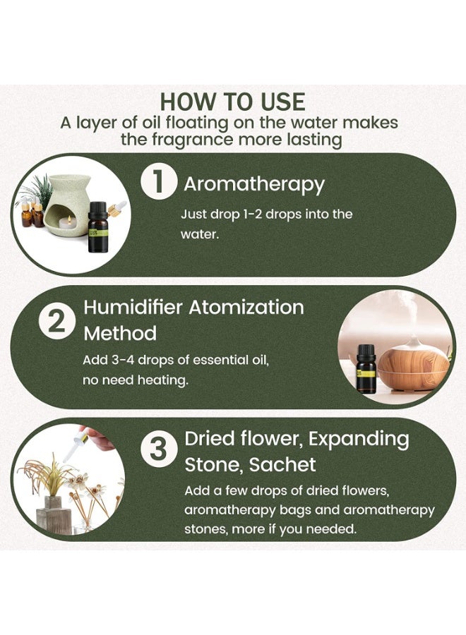 ChicAbode مجموعة زيوت عطرية مكونة من 6 قطع، زيوت نقية 100%، مجموعة هدايا زيوت العلاج العطري، لأجهزة التبخير، وأجهزة الترطيب، والتدليك، والعلاج العطري، وصناعة الشموع، والعناية بالبشرة والشعر، 10 مل - Image 5